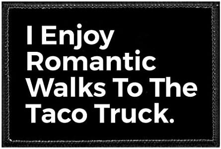 אני נהנה מהטיולים רומנטיים למשאית הטאקו | וו ולולאה מחוברים לכובעים, ג'ינס, אפוד, מעיל | 2x3 ב | על